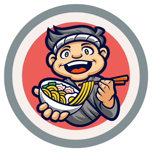 Restaurant logo, Ninja eating ramen.