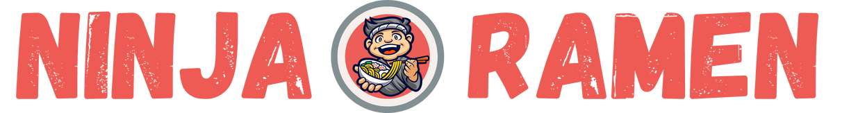 Company logo, ninja eating ramen