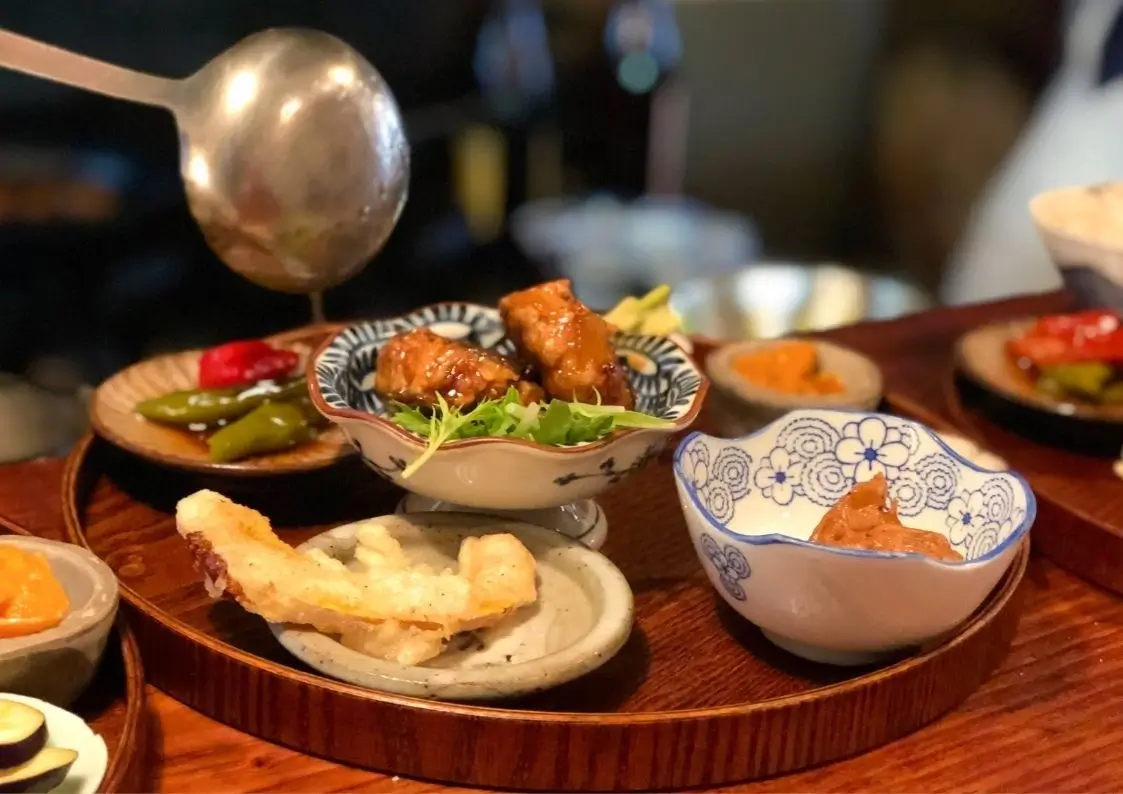 Japanese food in bowls